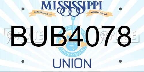 BUB4078 Mississippi License Plate