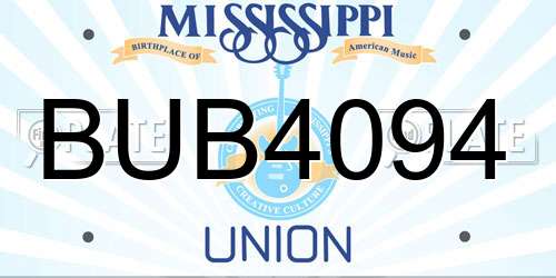 BUB4094 Mississippi License Plate