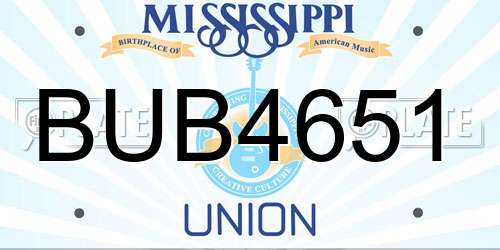 BUB4651 Mississippi License Plate