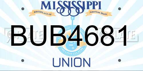 BUB4681 Mississippi License Plate