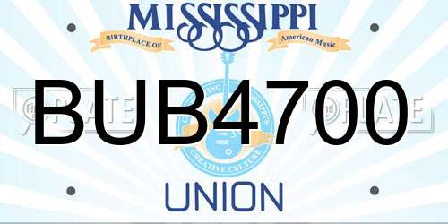 BUB4700 Mississippi License Plate