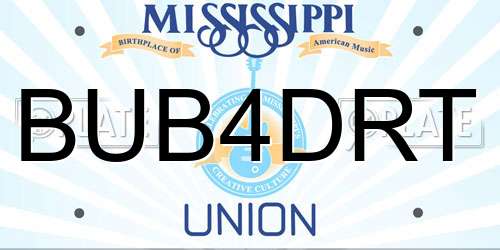 BUB4DRT Mississippi License Plate