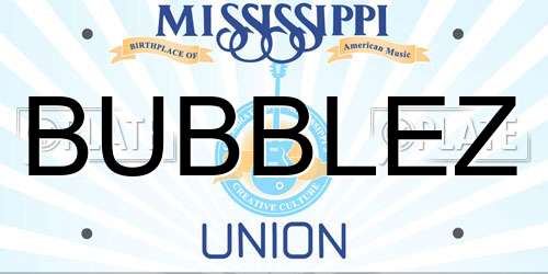 BUBBLEZ Mississippi License Plate