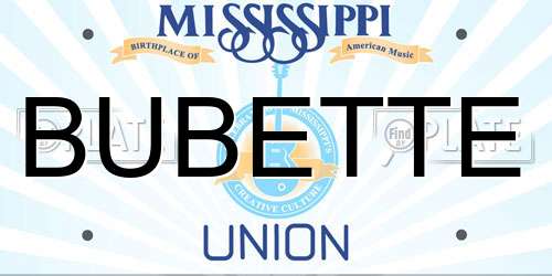 BUBETTE Mississippi License Plate