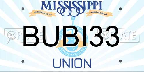 BUBI33 Mississippi License Plate