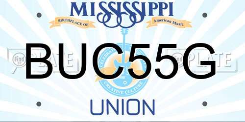 BUC55G Mississippi License Plate