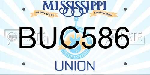 BUC586 Mississippi License Plate