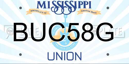 BUC58G Mississippi License Plate