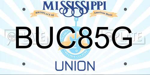 BUC85G Mississippi License Plate