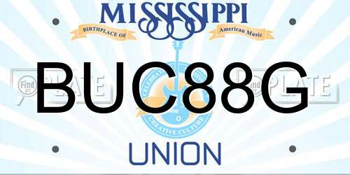 BUC88G Mississippi License Plate
