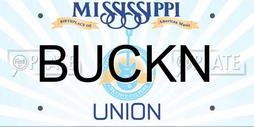 BUCKN Mississippi License Plate