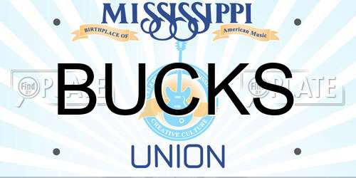 BUCKS Mississippi License Plate