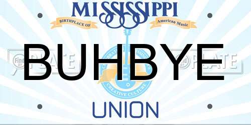 BUHBYE Mississippi License Plate