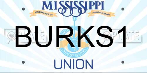 BURKS1 Mississippi License Plate
