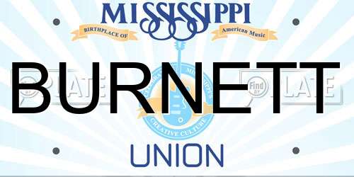 BURNETT Mississippi License Plate