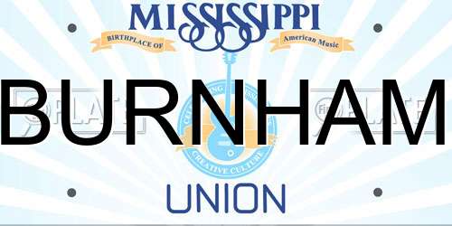 BURNHAM Mississippi License Plate