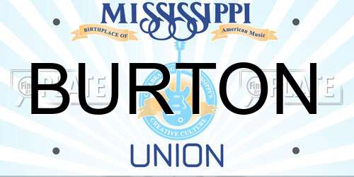 BURTON Mississippi License Plate