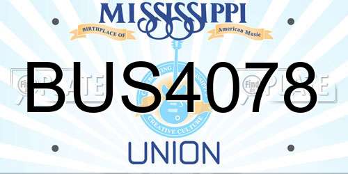 BUS4078 Mississippi License Plate