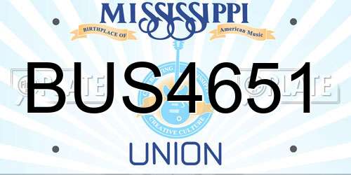 BUS4651 Mississippi License Plate