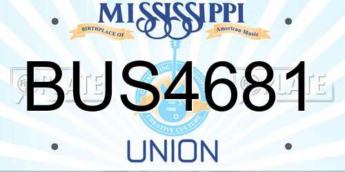 BUS4681 Mississippi License Plate