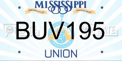 BUV195 Mississippi License Plate