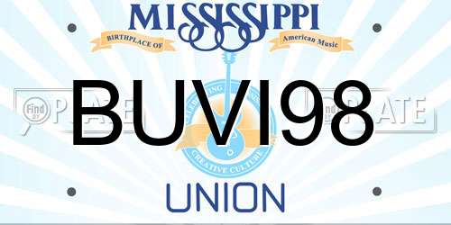 BUVI98 Mississippi License Plate
