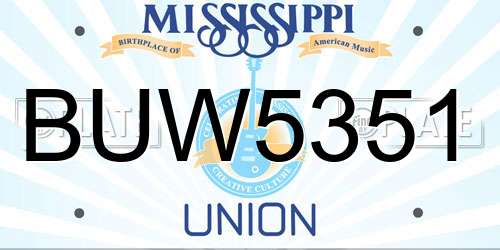 BUW5351 Mississippi License Plate