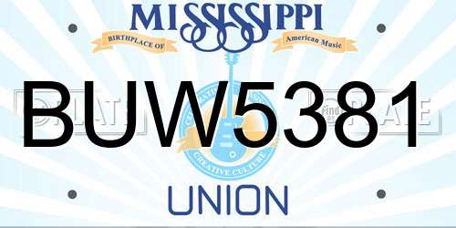 BUW5381 Mississippi License Plate