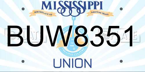 BUW8351 Mississippi License Plate