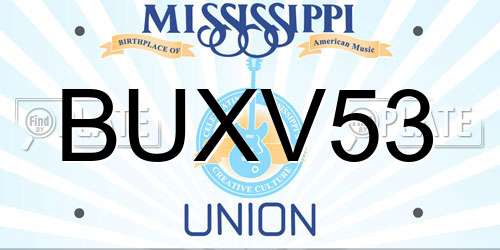 BUXV53 Mississippi License Plate