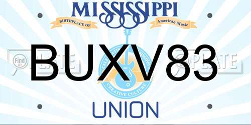 BUXV83 Mississippi License Plate