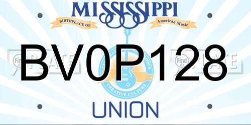 BV0P128 Mississippi License Plate