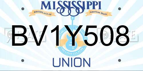 BV1Y508 Mississippi License Plate