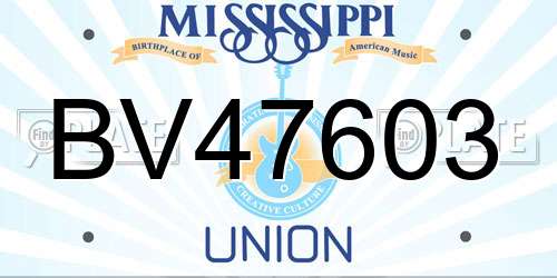BV47603 Mississippi License Plate
