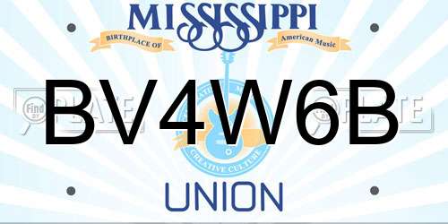 BV4W6B Mississippi License Plate