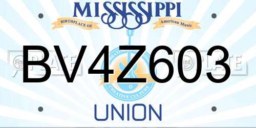 BV4Z603 Mississippi License Plate