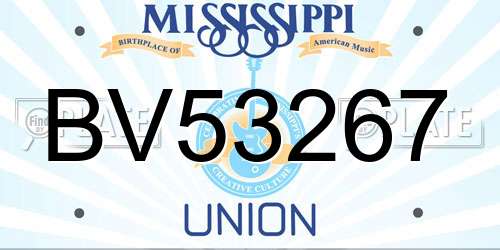 BV53267 Mississippi License Plate