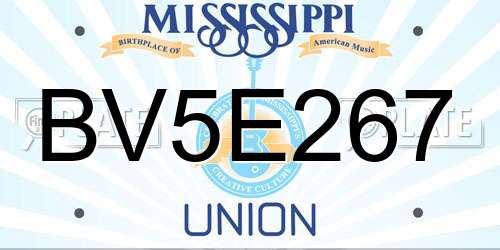 BV5E267 Mississippi License Plate