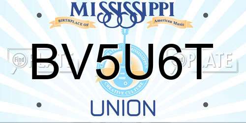 BV5U6T Mississippi License Plate