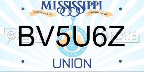 BV5U6Z Mississippi License Plate