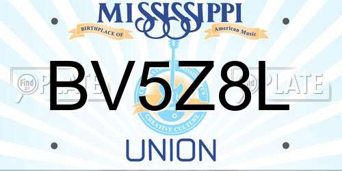 BV5Z8L Mississippi License Plate