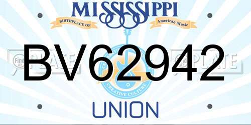 BV62942 Mississippi License Plate