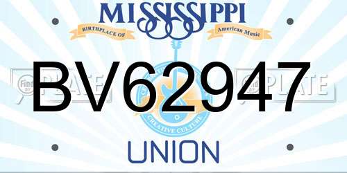 BV62947 Mississippi License Plate