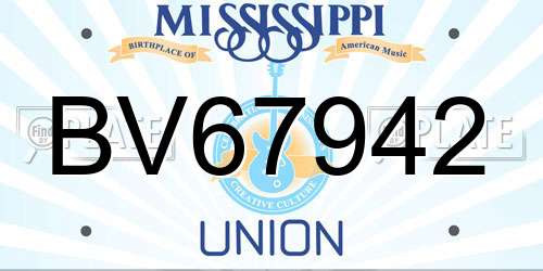 BV67942 Mississippi License Plate