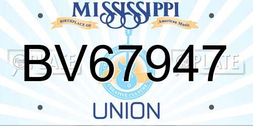 BV67947 Mississippi License Plate