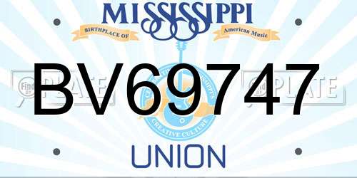 BV69747 Mississippi License Plate