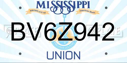BV6Z942 Mississippi License Plate