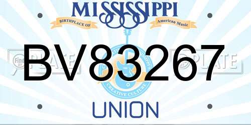 BV83267 Mississippi License Plate