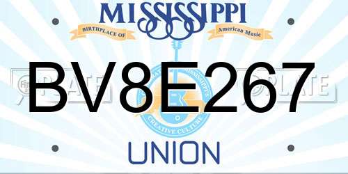 BV8E267 Mississippi License Plate