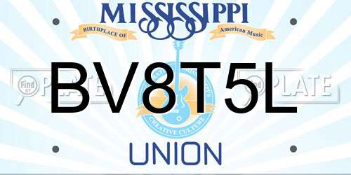 BV8T5L Mississippi License Plate